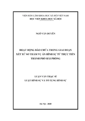 Nghiên cứu hoạt động bào chữa trong xét xử sơ thẩm hình