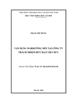 Vận Dụng Marketing Mix Tại Công Ty Việt Đức: Nghiên Cứu