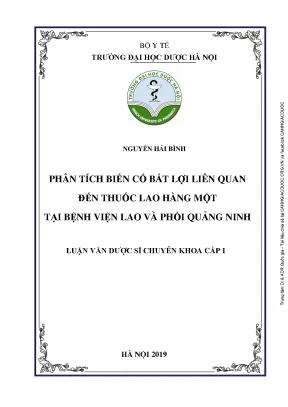 Phân Tích Biến Cố Bất Lợi Liên Quan Đến Thuốc Lao Tại 