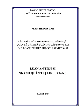 Nhân tố ảnh hưởng đến năng lực quản lý nhà quản trị cấp
