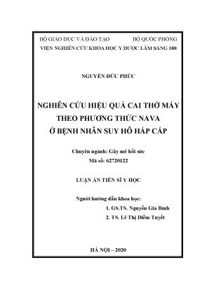 Nghiên cứu hiệu quả cai thở máy nava cho bệnh nhân suy 