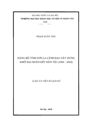 Xây Dựng Khối Đại Đoàn Kết Dân Tộc Tỉnh Sơn La (1991-2010)