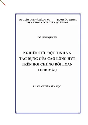 Nghiên cứu độc tính và tác dụng của cao lỏng HVT trên 