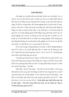 Quy trình kiểm toán chu kỳ bán hàng và thu tiền tại công
