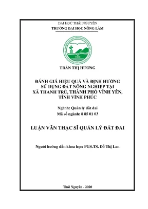 Đánh giá hiệu quả sử dụng đất nông nghiệp tại xã Thanh