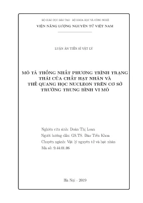 Phương trình trạng thái chất hạt nhân và thế quang học 