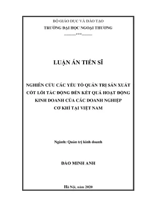 Nghiên cứu tác động của quản trị sản xuất đến hiệu quả