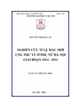 Tỷ lệ mắc mới ung thư vú ở phụ nữ Hà Nội (2014-2016)