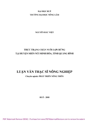 Thực trạng chăn nuôi lợn rừng tại Minh Hóa, Quảng Bình