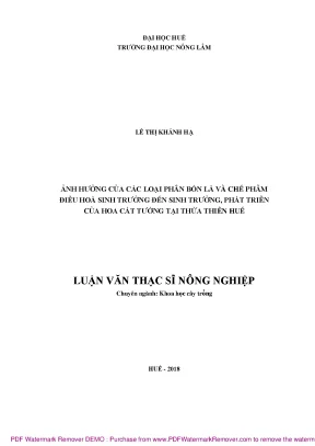 Ảnh hưởng của phân bón lá và chế phẩm sinh trưởng đến 