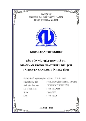 Bảo Tồn Giá Trị Nhân Văn Trong Phát Triển Du Lịch Huyện 