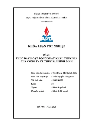 Thúc đẩy xuất khẩu thủy sản tại Công ty CP Thủy sản Bình 