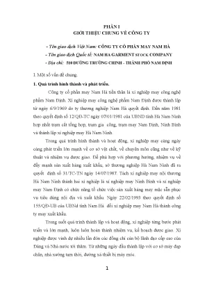 Hạch toán kế toán tổng hợp tại Công ty CP May Nam Hà: