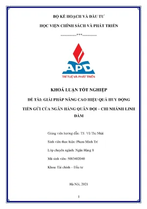 Giải pháp nâng cao hiệu quả huy động tiền gửi tại ngân 
