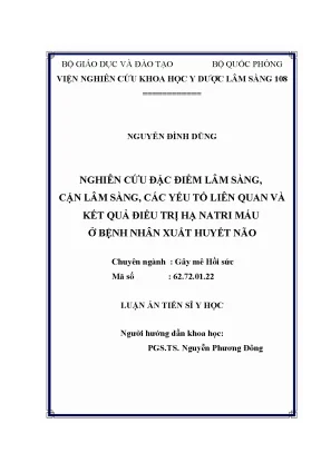 Nghiên cứu hạ natri máu ở bệnh nhân xuất huyết não: Đặc 