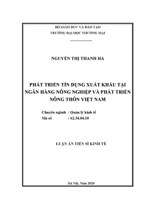 Phát triển tín dụng xuất khẩu tại ngân hàng nông nghiệp