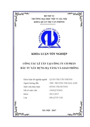 Nghiên cứu công tác lễ tân tại công ty xây dựng hạ tầng 