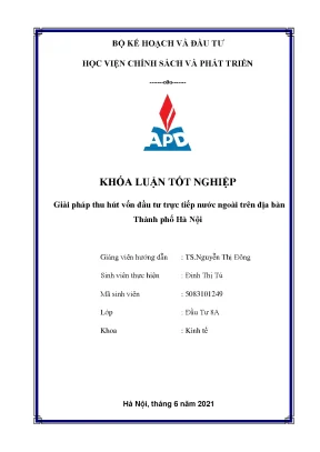 Giải pháp thu hút vốn FDI tại Hà Nội