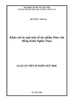 Khảo Sát Từ Ngữ Trong Tác Phẩm Hán Văn Đông Kinh Nghĩa Thục