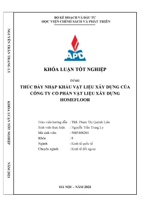 Thúc đẩy Nhập Khẩu Vật Liệu Xây Dựng Tại Công Ty Homefloor