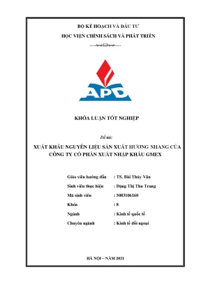 Xuất khẩu nguyên liệu hương nhang: Luận văn tốt nghiệp