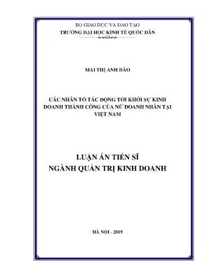 Nhân tố quyết định khởi sự kinh doanh thành công của nữ
