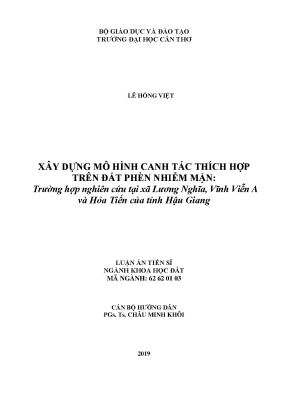 Mô Hình Canh Tác Phù Hợp Trên Đất Phèn Nhiễm Mặn Tại Hậu 