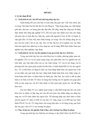 Thí nghiệm trong dạy học sinh thí thực vật cho sinh viên 