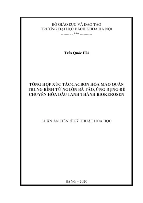Nghiên cứu xúc tác cacbon từ bã tảo để chuyển hóa dầu