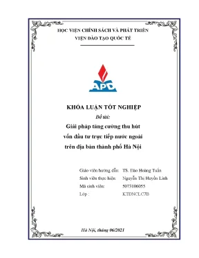 Giải pháp thu hút vốn đầu tư nước ngoài tại Hà Nội