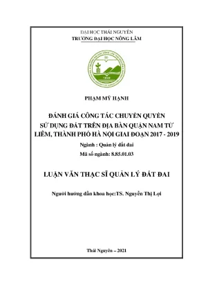 Đánh giá chuyển quyền sử dụng đất tại quận Nam Từ Liêm