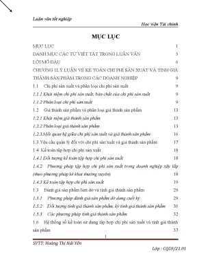 Tính Giá Thành Sản Phẩm và Kế Toán Chi Phí Sản Xuất Tại