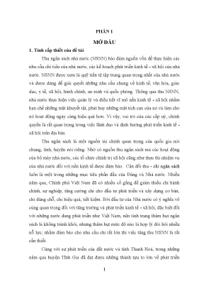 Quản lý thu ngân sách nhà nước tại huyện Tĩnh Gia, Thanh