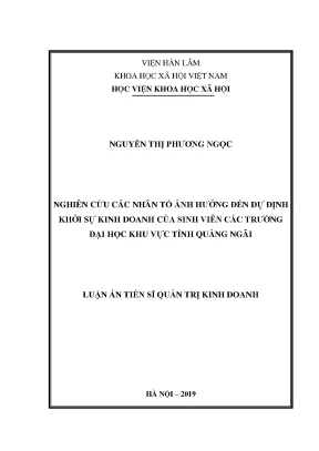Nhân tố ảnh hưởng đến khởi sự kinh doanh của sinh viên