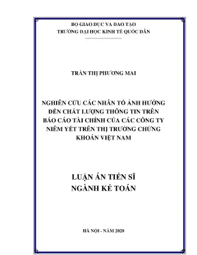 Nhân tố ảnh hưởng đến chất lượng thông tin báo cáo tài