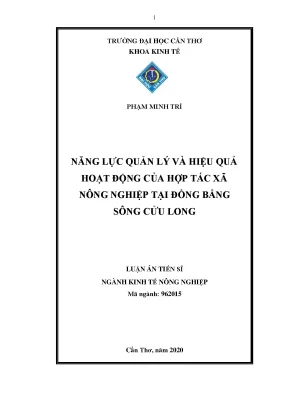 Năng lực quản lý và hiệu quả hợp tác xã nông nghiệp tại 