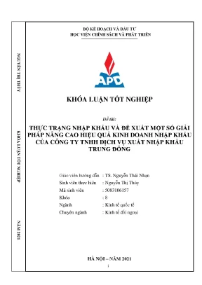 Giải pháp nâng cao hiệu quả kinh doanh nhập khẩu cho 