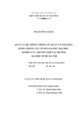 Nghiên cứu quản lý hệ thống thông tin giáo dục EMIS tại 