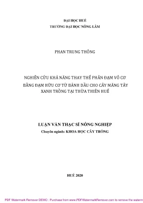 Nghiên cứu thay thế phân đạm vô cơ bằng đạm hữu cơ cho 
