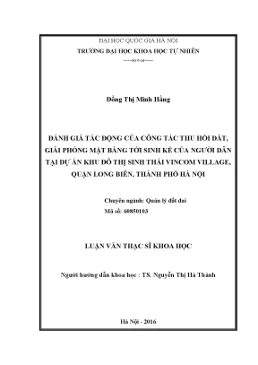 Tác động của thu hồi đất đến sinh kế người dân tại