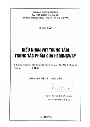 Nghiên cứu nhân vật trung tâm trong tác phẩm của Hemingway