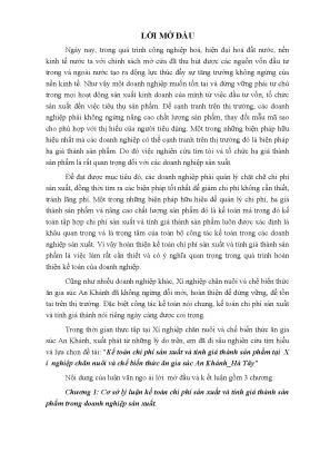Phân Tích Chi Phí Sản Xuất và Tính Giá Thành Sản Phẩm