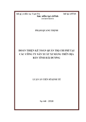 Cải tiến kế toán quản trị chi phí cho công ty sản xuất