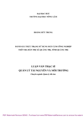 Đánh giá sử dụng đất tại cụm công nghiệp thị xã Quảng Trị