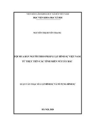 Nghiên cứu tội mua bán người theo pháp luật hình sự Việt
