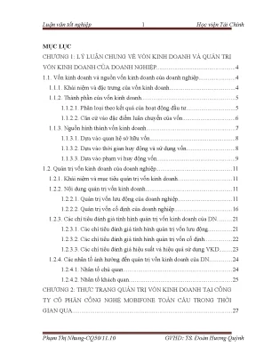 Quản trị vốn kinh doanh: Lý luận và ứng dụng cho doanh