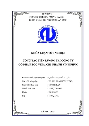 Nghiên cứu công tác tiền lương tại EOC Vina Vĩnh Phúc