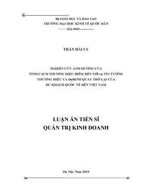 Tính cách thương hiệu điểm đến và ảnh hưởng đến sự tin 