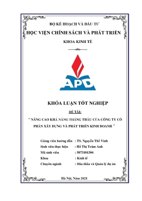 Nâng cao khả năng thắng thầu cho công ty xây dựng