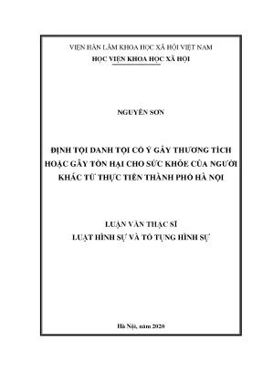 Nghiên cứu tội cố ý gây thương tích tại Hà Nội